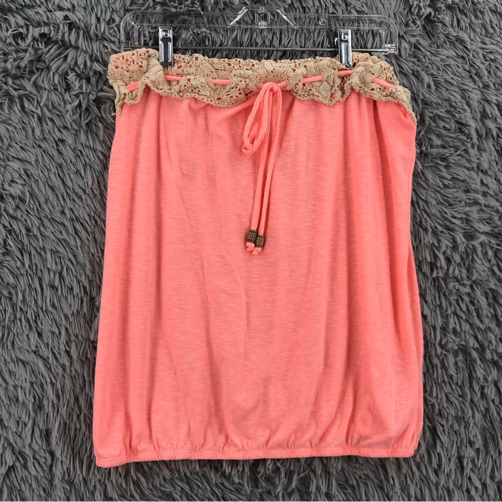 Maurices Top Womens size 1 Lace Detail Pink Strapless